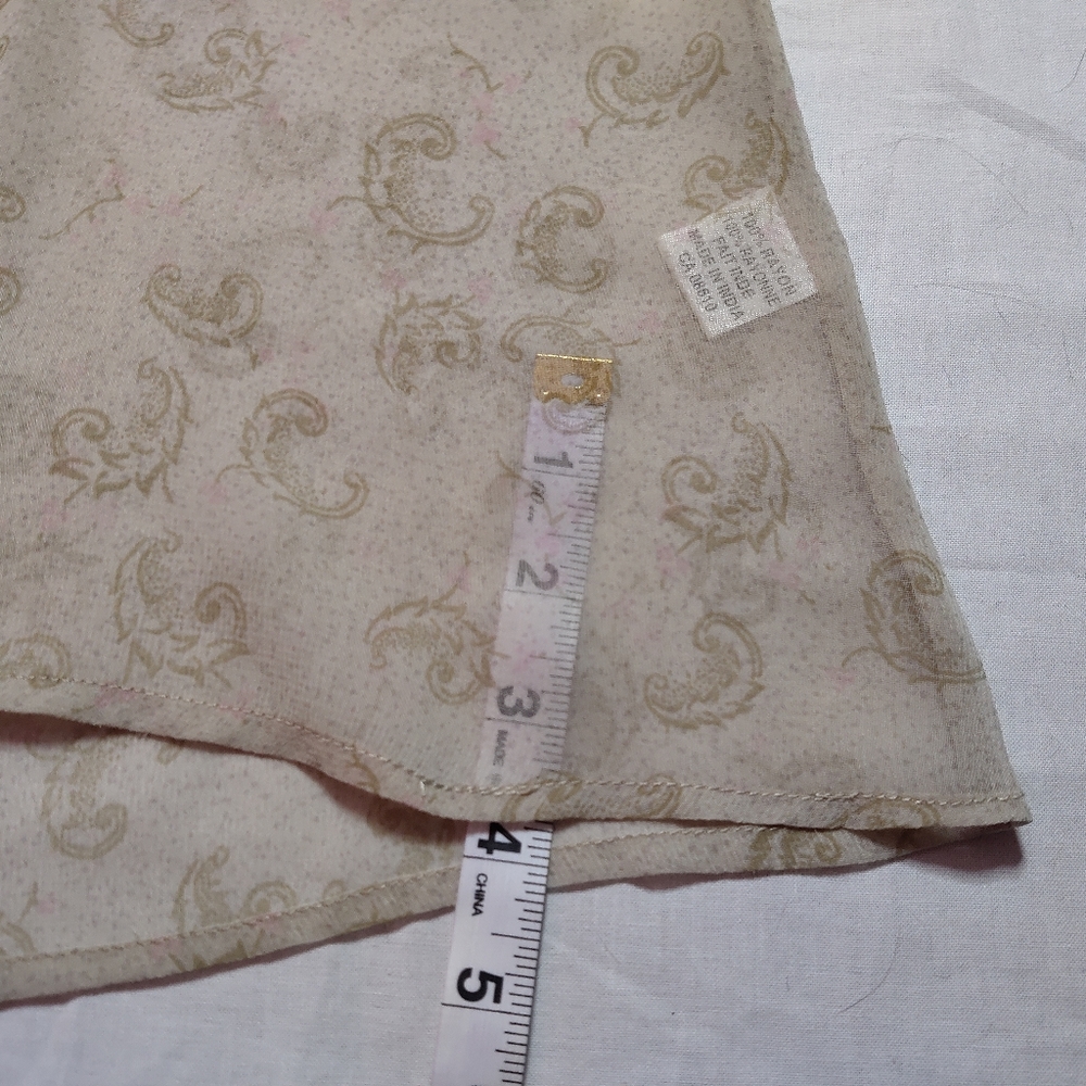 Plum Loco Blouse Women's Size 1 Beige Sheer Top Round Neck Short Sleeve Shirt - Picture 4 of 12